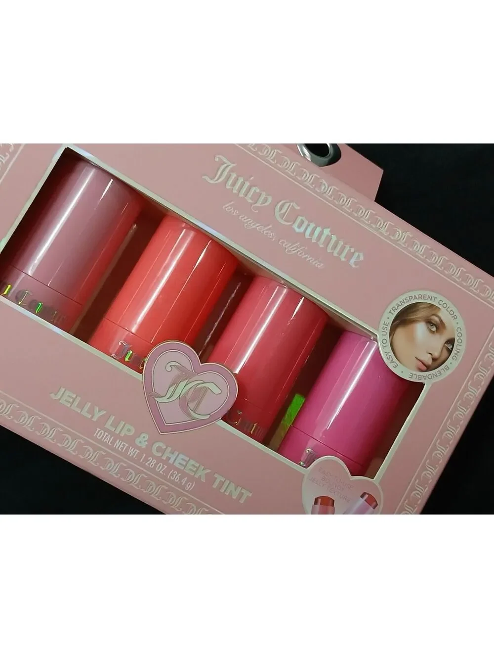 Juicy Couture Jelly Lip and Cheek Tint 4 Pack Set Cooling Blendable Easy Use NIB
